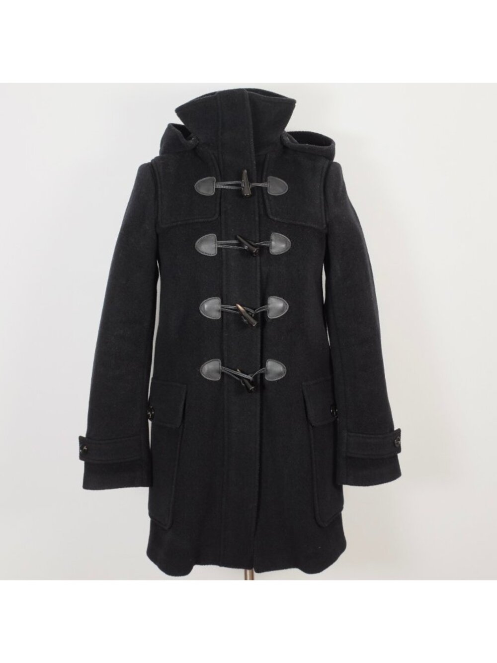 Burberry London Peacoat UK 4 US 2 Black Toggles Hooded Coat